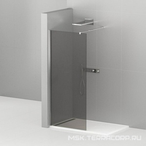 Душевая перегородка 800хh1950мм, правая/левая, поперечный подрезаемый кронштейн 1200мм, (стекло цв.GR (графит) 8мм, фурнит. цв.хром),  ZZ Cezares Liberta LIBERTA-L-1-80-120-GR-Cr