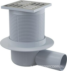 Сливной трап 105*105/50 мм с боковой подводкой, решетка из нерж.стали, комбинированный гидрозатвор ZZ