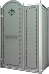 Душевой уголок 1000х1000хh2118мм, квадрат, "Левый" распаш. дверь слева, с неподв.стенкой (стекло матовое с прозр/узором, 8мм, фурн/хром),  ZZ Cezares Retro RETRO-A-11-100-PP-Cr-L