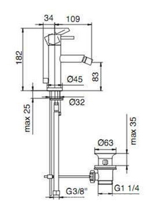 Смеситель для биде с д/к, (цв. хром)  ZZ 3M Vela 5820 CC