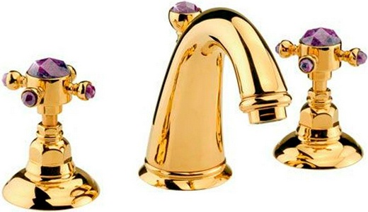 Смеситель для раковины на 3 отв.д/смесит., с д/к, (цв.латунь, Rubino Tagliato Cut Rubin) Le Pietre ZZ Nicolazzi Extra Lusso 2108 GB 09