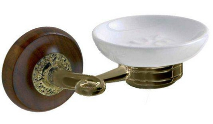 Мыльница настенная, (керамика, держ.цв.бронза/дерево), Novecentottanta legno Z XXZ