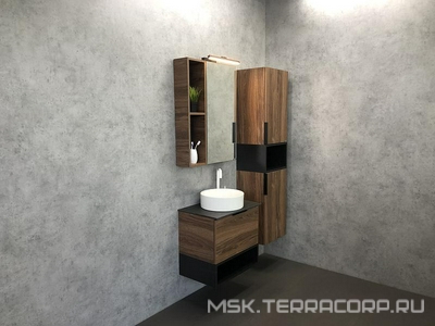 Зеркало-шкаф "-60" дуб, цв.тёмно-коричневый ZZ Comforty Штутгарт 00004151036