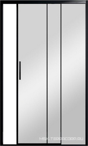 Дверь для душа, в нишу 1100хh1950мм, раздвижн, 1 дверь, 1 неподв.секция, правая/левая, (стекло прозрач 6мм Easy Clean, фурн.цв.черный матов),  ZZ Vincea Soft VDS-3SO110CLB