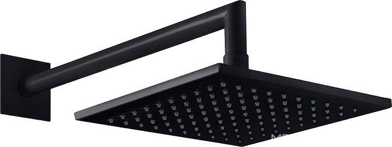 Душ верхний, стационарный, квадратный 250х250мм, G 1/2, антикальц., стеновой кронштейн 350мм, (латунь цв.черный матовый), Cezares ZZ Cezares Porta PORTA-TDDQ-NOP