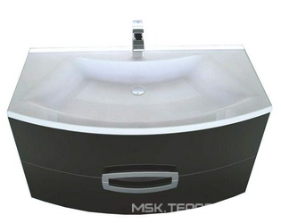 Тумба 90х50хh48см, подвесная, под раковину, (цв.Черный, ручки цв.хром), Marine ZZ