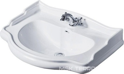 Раковина 730х530хh300мм, для установки на консоль, с 3 отв.д/смес., выбитыми вручную, с переливом, Caprigo ZZ