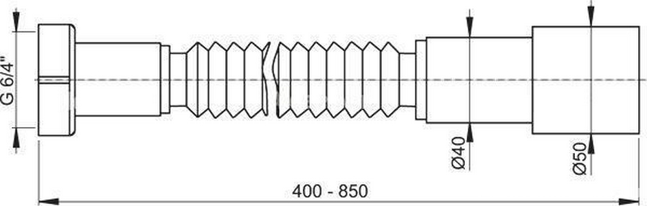 Гофра на сифон 50/50, длина 400-850 мм AlcaPlast Универсал A720/A72