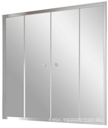 Шторка на ванну Z2V, 160x140 см, раздвижная, профиль хром глянцевый, стекло прозрачное ZZ