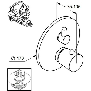 Однорычажный смеситель для душа, защищен от обратного тока воды, чёрный матовый/хром DN 15, ZZ Kludi Balance 528308775