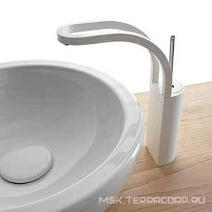 Смеситель для раковины, "Высокий", излив 184хh272мм, без д/к, (цв.белый/хром),  ZZ 3M Philo 7018 BC