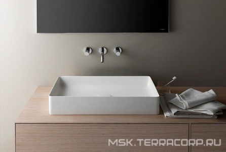 Раковина накладная на столешницу, прямоуг. 600х340хh110мм, без перелива и отв. д/смесит., крепёж в компл.,  Square ZZ Laufen Living 8.1143.4.000.112.1