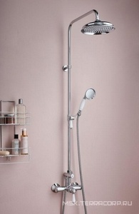 Душевая стойка (душ шланг, душ лейка, держатель д.душа, переключатель потоков) Louise, цв. хром/белый глянец ZZ Jacob Delafon LOUISE E24368-CP