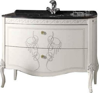 Тумба под раковину, 110,5хh84х58,5см, два выдвижн. ящика, с внутр. ткан. обивкой, ручки цв. золото,  ZZ Labor Legno Hermitage HEPL 113С OROV