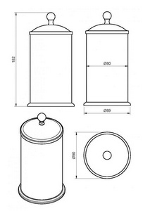Контейнер для ватных дисков, (цв.золото),  ZZ Cezares Aphrodite APHRODITE-PC-03/24-M