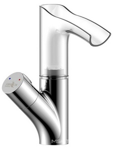 Смеситель для раковины, с прозрачным изливом и подсветкой, без донного клапана, хром XX Rossinka Z Z35-30