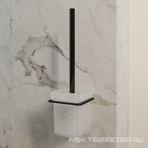 Ершик настенный,нержавеющая сталь/матовое стекло, цв. черный. ZZ Iddis slide SLIBSG0i47