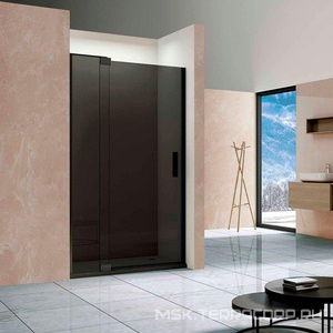 Дверь для душа в нишу, 800/900хh2000мм, распашная с неподв.сегментом, правая/левая, (стекло 8мм, тонированное, фурн.цв.черный матовый), Extra ZZ Vincea Exrta VDP-1E8090CGB