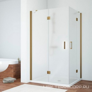 Душевое ограждение  110x100x190 см, левое, угловое прямоугольное, двери распашные, профиль бронза, стекло сатин ZZ Vegas Glass AFA-F AFA-F 110*100 05 10