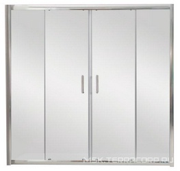 Шторка на ванну, в нишу 1700хh1450мм, раздвижная, 2 двери, 2 неподв.секции, (стекло прозрачн.5мм, фурн.цв.хром), Uno ZZ