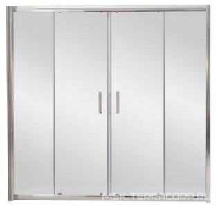 Шторка на ванну, в нишу 1700хh1450мм, раздвижная, 2 двери, 2 неподв.секции, (стекло прозрачн.5мм, фурн.цв.хром), Uno ZZ BelBagno UNO UNO-VF-2-170/145-C-Cr