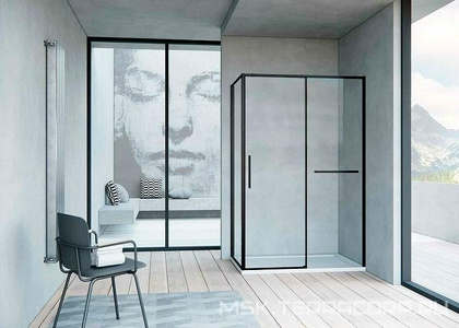 Душевой уголок 1200х800хh2000мм, прямоуг., правый/левый, (стекло прозрачное 6мм Easy Clean, фурн.цв.черный матовый),  ZZ Vincea Slim Soft VSR-1SS8012CLB