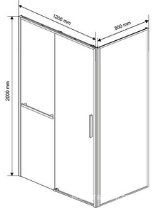 Душевой уголок 1200х800хh2000мм, прямоуг., правый/левый, (стекло прозрачное 6мм Easy Clean, фурн.цв.черный матовый),  ZZ Vincea Slim Soft VSR-1SS8012CLB