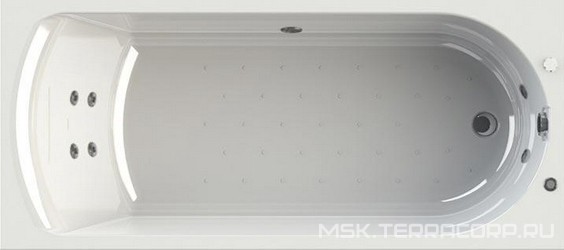 Акриловая ванна Radomir Wachter Николь с гидромассажем и экраном, форсунки хром| 180x80x48