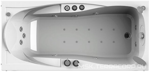 Ванна акрил."ПАРМА-СТАНДАРТ-CHROME", 1800х850, левая, ГМ6+СМ3+смес./излив "МиниБриз/Линкольн (мал), без фронт. панели, каркас и слив-перелив  в компл.