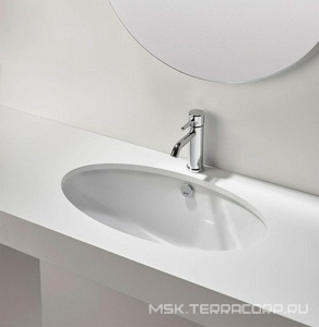 Раковина 66х39cм, без отверстия для смесителя, устанавливаемая под столешницу снизу, с переливом, крепёж в компл., (цв. белый),  ZZ Simas Spazio LFT74