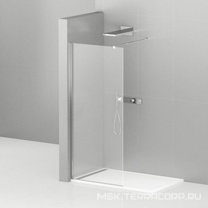 Душевая перегородка 1100хh1950мм, правая/левая, (стекло прозрачное 8мм, поперечный кронштейн 700-1050мм, фурнит. цв.хром),  ZZ Cezares Liberta LIBERTA-L-1-110-C-Cr