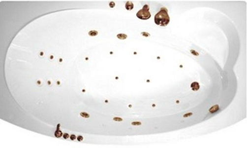 Ванна  (R ПРАВАЯ),170х105хh66/49см, гидромас., мас/спины, хромотерапия, слив/перелив и панель в компл., (ВСЯ ФУРНИТУРА ЦВ. БРОНЗА), ZZ Thermolux Infinity Mini 170x105 INFINITY MINI R (гидром + спин мас + хромот.) БРОНЗА