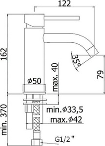 Смеситель для раковины, без д/к, (цв.сталь),  ZZ Paffoni Light LIG071ST