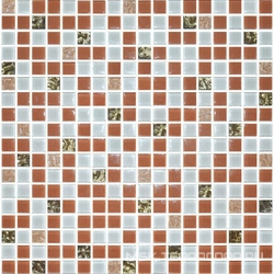 Мозаика Glass 1026 микс бежевый-золото (чип 15х15мм)ZZ|30x30
