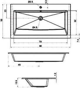 Раковина-столешница  90 см (без тумбы не продается) ZZ Aquanet Электра 270157