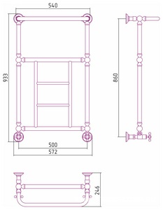 Полотенцесушитель водяной  1452 860x500  в цвете Состаренная ЛАТУНЬ, ZZ Сунержа Ренессанс 051-0282-8650