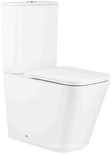 Унитаз напольный с бачком, пристенный, безободковый, круговой смыв торнадо, цвет белый, с крышкой-сиденьем микролифт Aqua Nero Etta AN-008S
