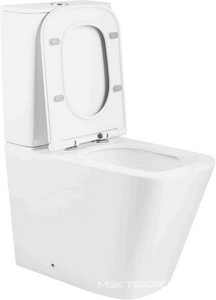 Унитаз напольный с бачком, пристенный, безободковый, круговой смыв торнадо, цвет белый, с крышкой-сиденьем микролифт Aqua Nero Etta AN-008S