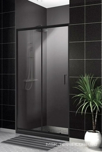 Дверь для душа, в нишу 140хh195 см, раздвижная, 1 дверь, 1 неподв.секция, правая/левая, (стекло прозрачн.5мм, фурн.цв.черный матовый), Uno ZZ BelBagno Uno-195 UNO-195-BF-1-140-C-NERO