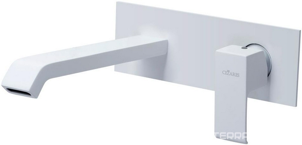 Смеситель для раковины настенный, излив 209мм, с д/к, (внутр.часть в компл.), (цв.белый матовый),  ZZ Cezares Porta PORTA-BLI-BIO
