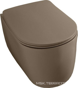 Унитаз подвесной 55х35см, безободковый, БЕЗ сиденья, крепёж арт.WB9N в компл., (цв.Bruno Matt),  ZZ Kerasan Nolita 531488