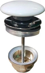 Донный клапан для сливного отверстия раковин без перелива и с переливом, нажимная Up & down, G 1 1/4, (крышка керамика цв.белый), Artceram ArtСeram Универсал ACA036 01;00