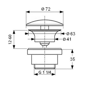 Донный клапан для сливного отверстия раковин без перелива и с переливом, нажимная Up & down, G 1 1/4, (крышка керамика цв.белый), Artceram ArtСeram Универсал ACA036 01;00