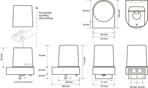 Дозатор для жидкого мыла, настенный, (цв.хром/ стекло мат.),  ZZ Bemeta Omega 104309322