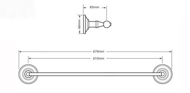 Полотенцедержатель 676х85мм, (цв. бронза),  ZZ Gaia Lincoln AHLN10 BR