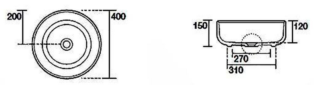Раковина накладная на столешницу, круглая 40х40хh12(15)см, без отв.д/смесит., без перелива, (цв.черный матовый),  ZZ Kerasan Nolita 534431