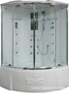 Душевой бокс Timo Lux T-7755, 150х150х230 см, корпус белый, стекло прозрачное, ГМ спины, ZZ Timo lux T-7755