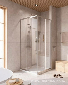 Душевой уголок 900х900хh2000мм, квадратн., 2 сдвижные дверцы с 2-мя неподв. сегм. (стекло прозрачное 8 мм, фурнит. цв.хром), Relax ZZ Cezares relax RELAX-304-A-2-90-C-CR