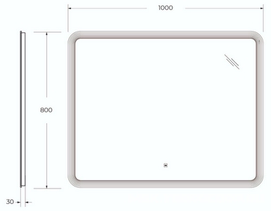 Зеркало 1000x800х30мм, с лезерной гравировкой, контурной подсветкой и сеснсорным выключателем 12W, 220-240V, Cezares ZZ Cezares Универсал CZR-SPC-DUET-1000-800-LED-TCH