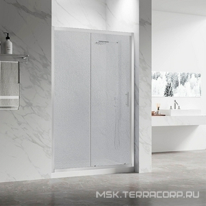 Душевая дверь 120*h195 см , раздвижная с неподвижной частью, профиль хром, стекло матовое Pear/6 мм Veconi RV VN55-120-02-C8